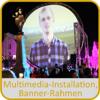 Multimedia-Installationen und Banner-Rahmen für Außenwerbung und Werbeinstallationen